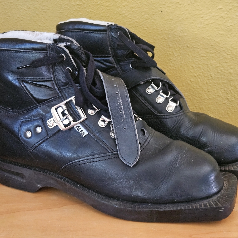 Alfa Cross Country Black Men's Leather Ski Boots